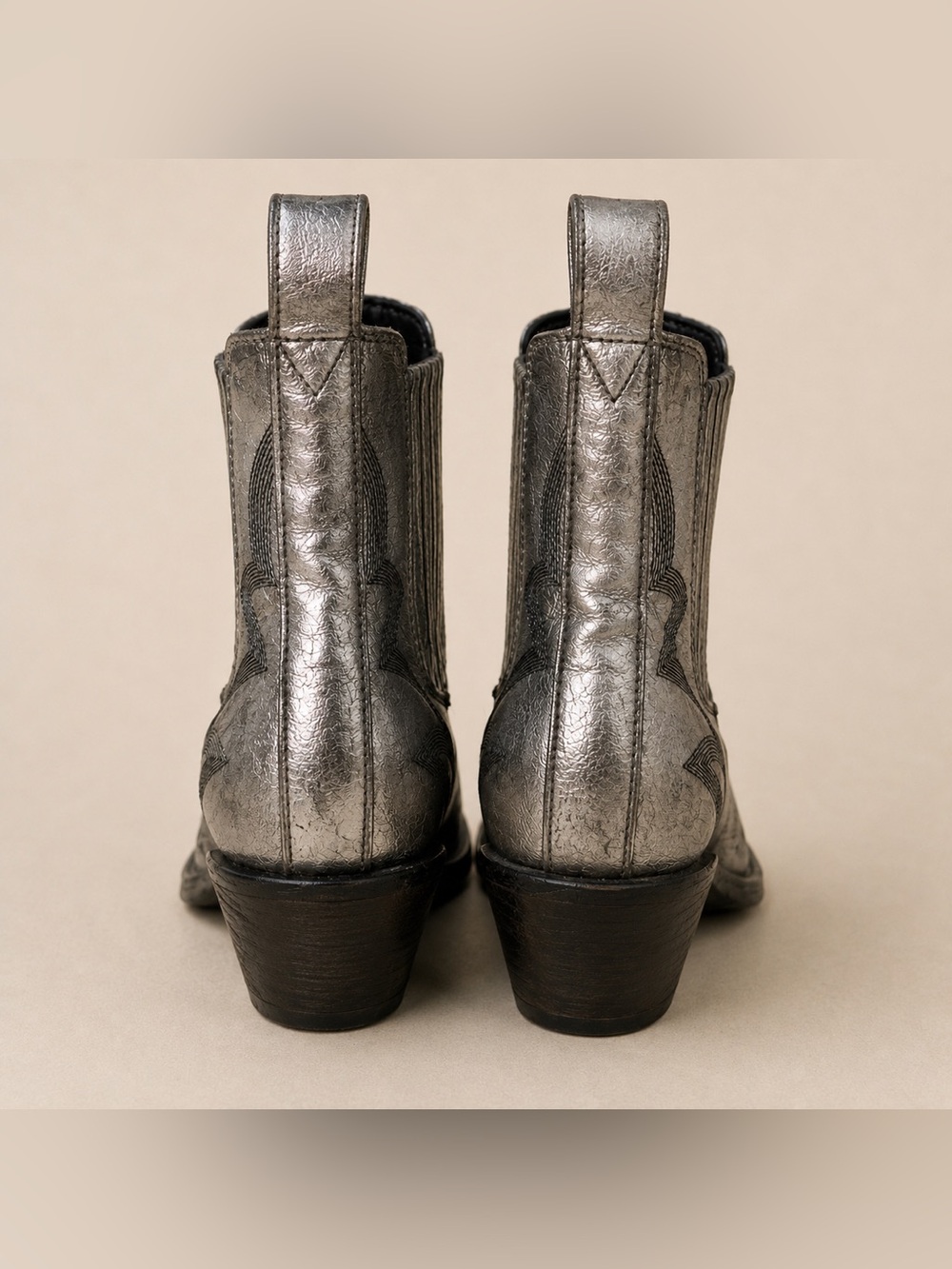 Old Gringo Kippee Collection Metallic Silver Western Ankle Boots 7B Made in MX - Picture 2 of 5